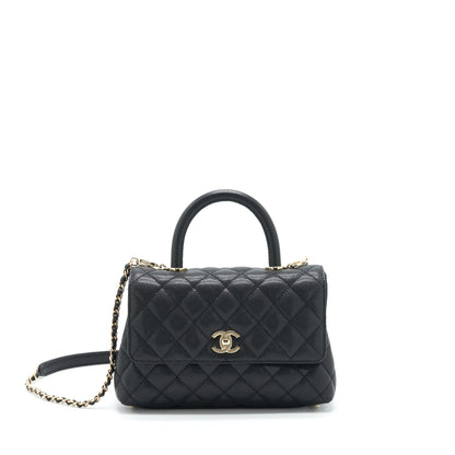 Chanel 22P Small Coco Handle Caviar Black L