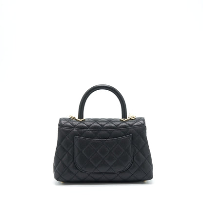 Chanel 22P Small Coco Handle Caviar Black L