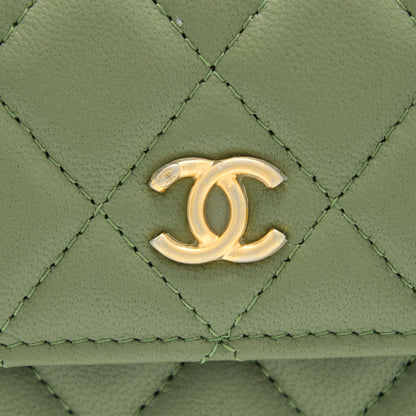 Chanel Pearl Crush Mini Flap Bag Lambskin Green