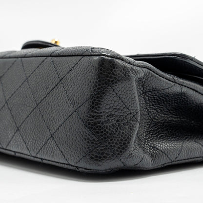 Chanel Medium classic double flap bag caviar Black