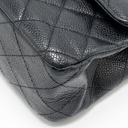 Chanel Medium classic double flap bag caviar Black