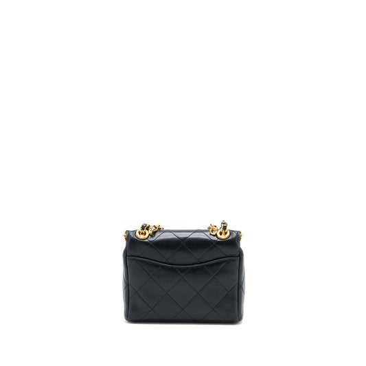Chanel Kiss Lock Clasp Bag Lambskin Black Brushed