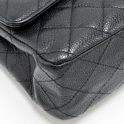 Chanel Medium classic double flap bag caviar Black