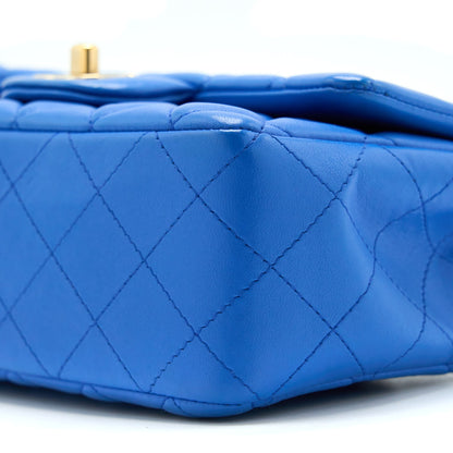 Chanel Mini Rectangular Flap Bag Lambskin Blue L