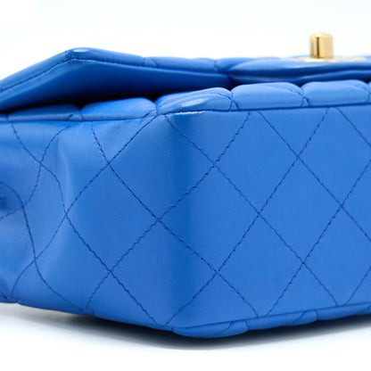 Chanel Mini Rectangular Flap Bag Lambskin Blue L