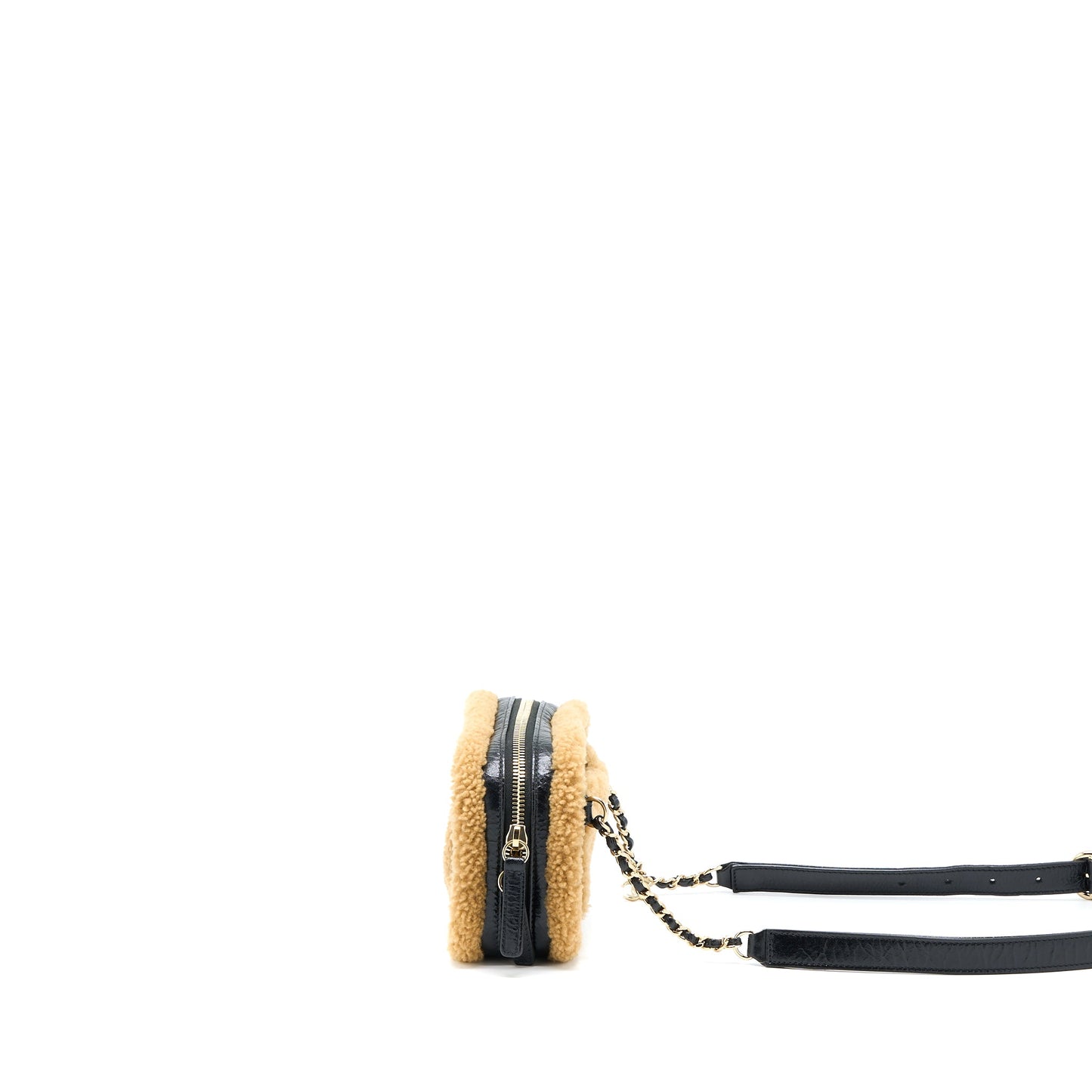 Chanel CC Mania Waist Bag Shearling And Shiny Crumpled Sheepskin