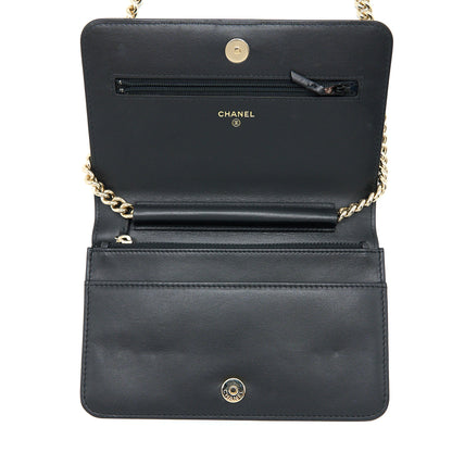 Chanel Boy Wallet On Chain Caviar Black L