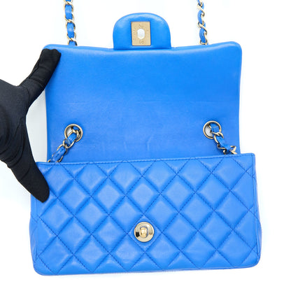 Chanel Mini Rectangular Flap Bag Lambskin Blue L