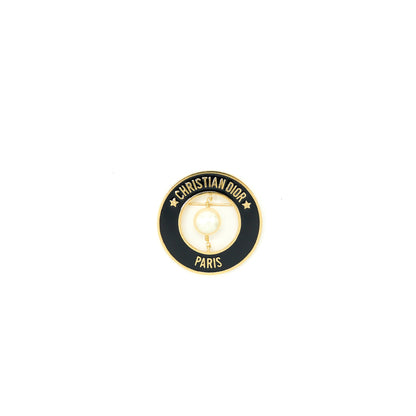 Christian Dior Round Pearl Brooch Black
