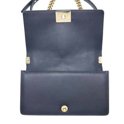 Chanel Medium Boy Bag Calfskin Navy L