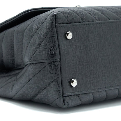 Chanel Medium Coco Handle Chevron Caviar Black