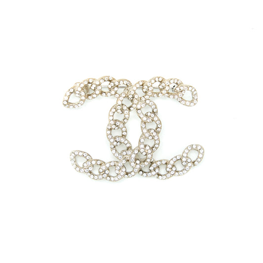 Chanel Twisted CC Crystal Logo Brooch