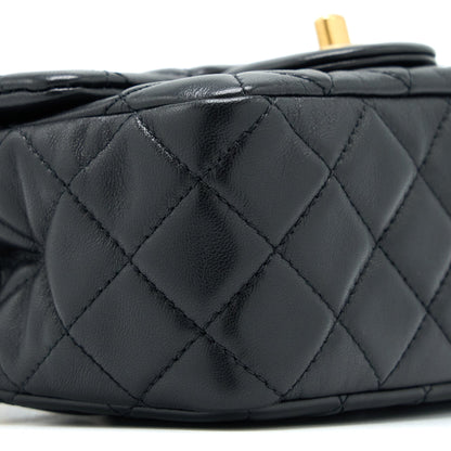 Chanel 22S Pearl Crush Mini Square Flap Bag Lambskin Black (Microchip)