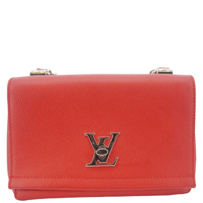 LOUIS VUITTON Lockme II BB  Pebbled Leather Crossbody Bag Rubis