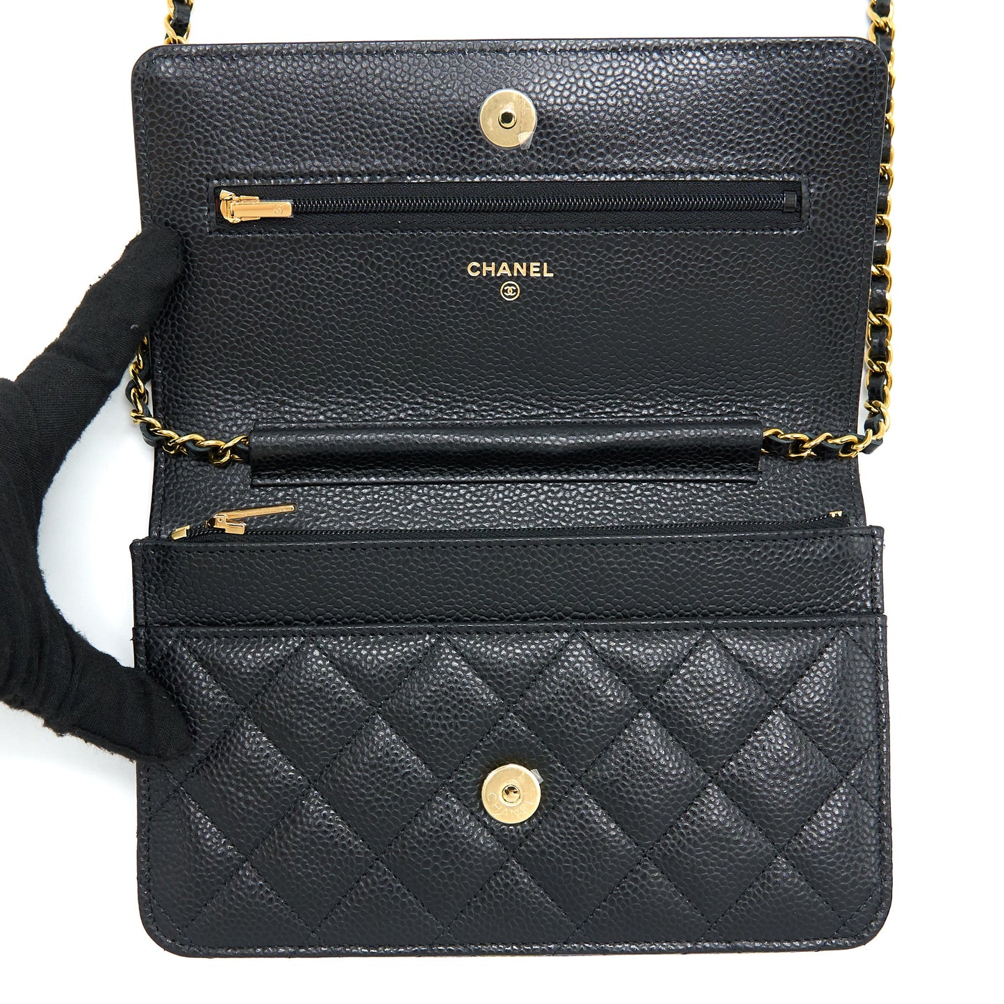 Chanel Classic Wallet On Chain Caviar Black  (Microchip)