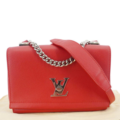 LOUIS VUITTON Lockme II BB  Pebbled Leather Crossbody Bag Rubis