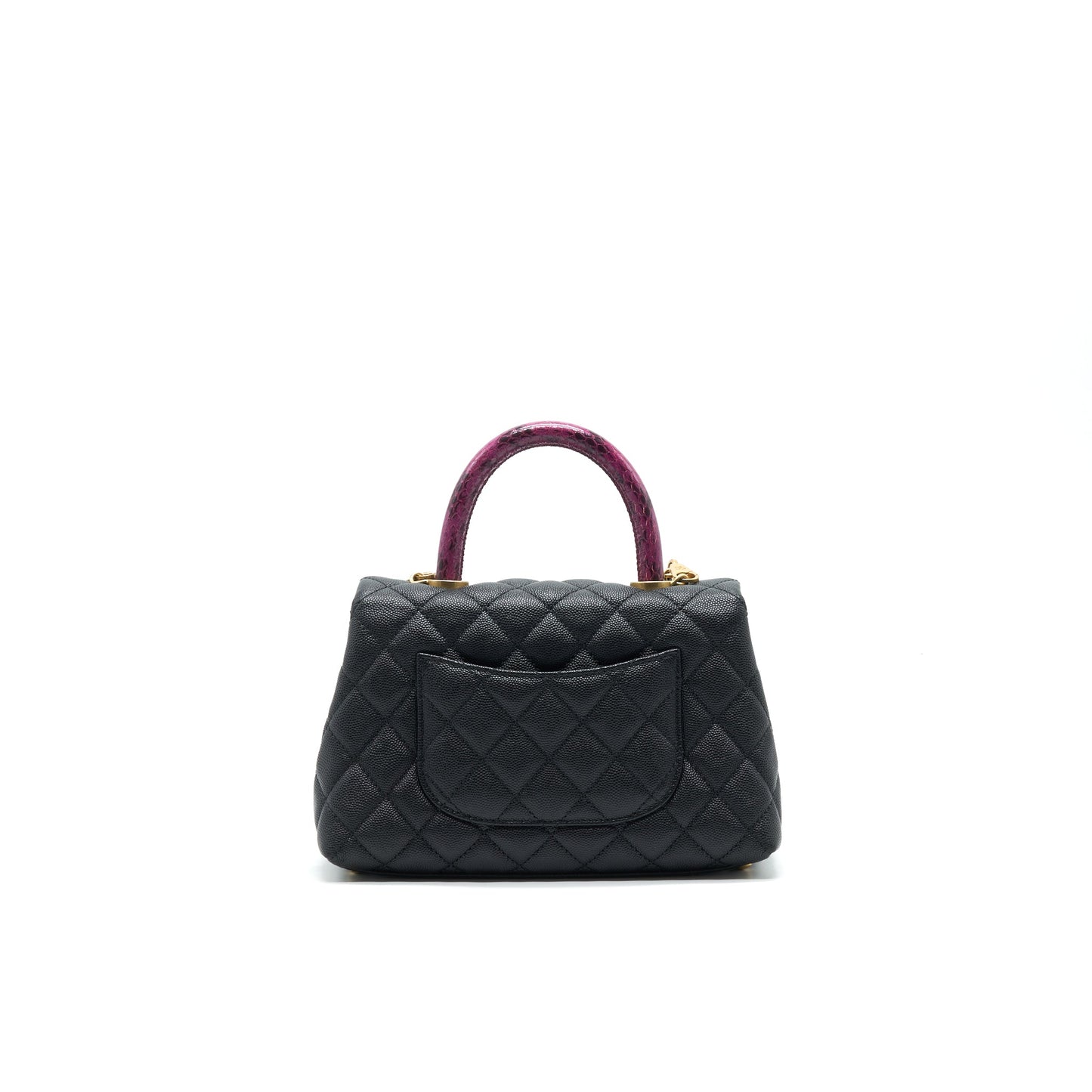 CHANEL MINI COCO HANDLE CAVIAR LEATHER WITH PYTHON HANDLE BLACK