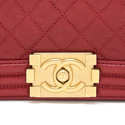 Chanel Medium Boy Bag Grained Calfskin Red Brushed