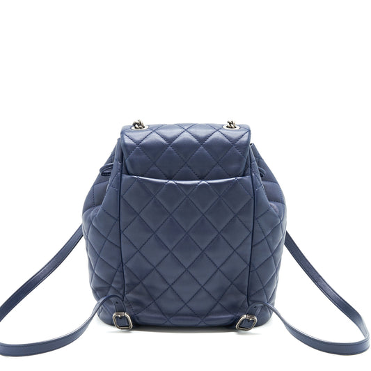 Chanel Quilted Backpack Navy Blue Ruthenium