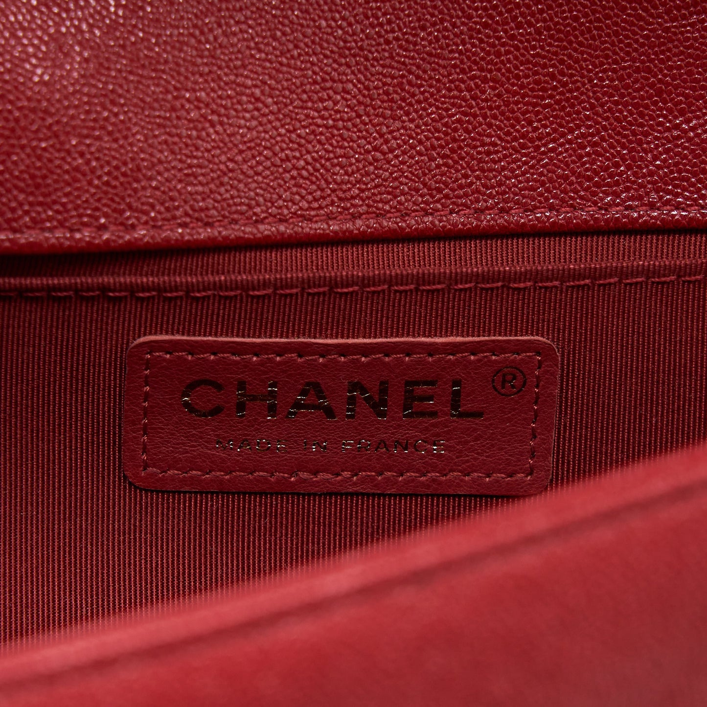 Chanel Medium Boy Bag Grained Calfskin Red Brushed