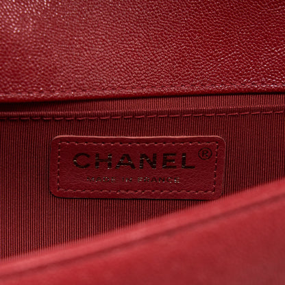Chanel Medium Boy Bag Grained Calfskin Red Brushed