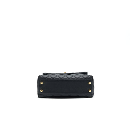 CHANEL MINI COCO HANDLE CAVIAR LEATHER WITH PYTHON HANDLE BLACK