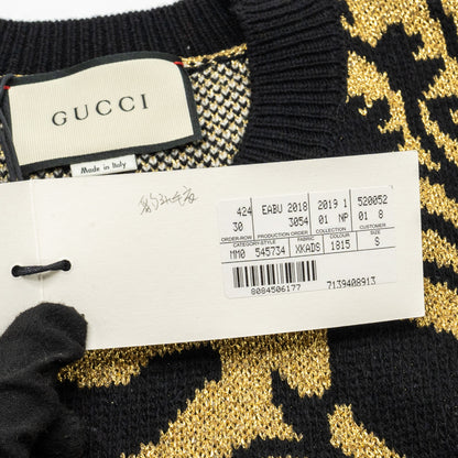 Gucci Size S Jacquard Tiger Sweater Wool/Metallised Fiber Gold/Black/Green