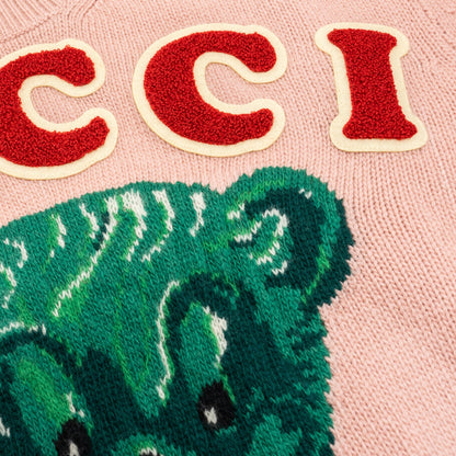 Gucci Size S Teddy Bear Sweater with Terrycloth Gucci Patch Wool Rose