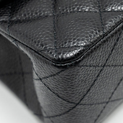 Chanel Small Classic Double Flap Bag Caviar Black  (Microchip)