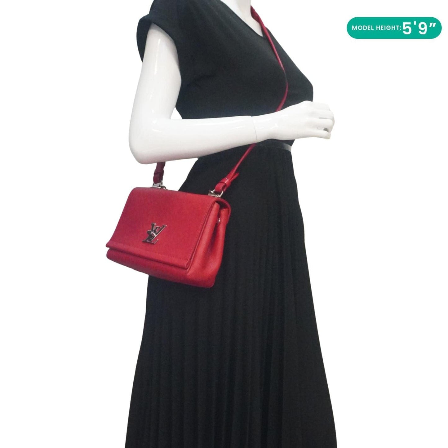 LOUIS VUITTON Lockme II BB  Pebbled Leather Crossbody Bag Rubis