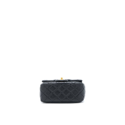 Chanel 22S Pearl Crush Mini Square Flap Bag Lambskin Black (Microchip)