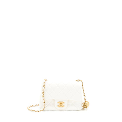 Chanel Pearl Crush Mini Square Lambskin White Brushed  (Microchip)