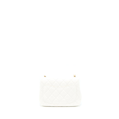 Chanel Pearl Crush Mini Square Lambskin White Brushed  (Microchip)