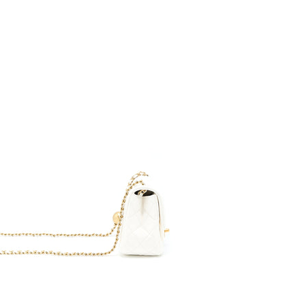 Chanel Pearl Crush Mini Square Lambskin White Brushed  (Microchip)