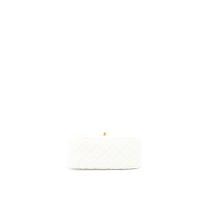 Chanel Pearl Crush Mini Square Lambskin White Brushed  (Microchip)
