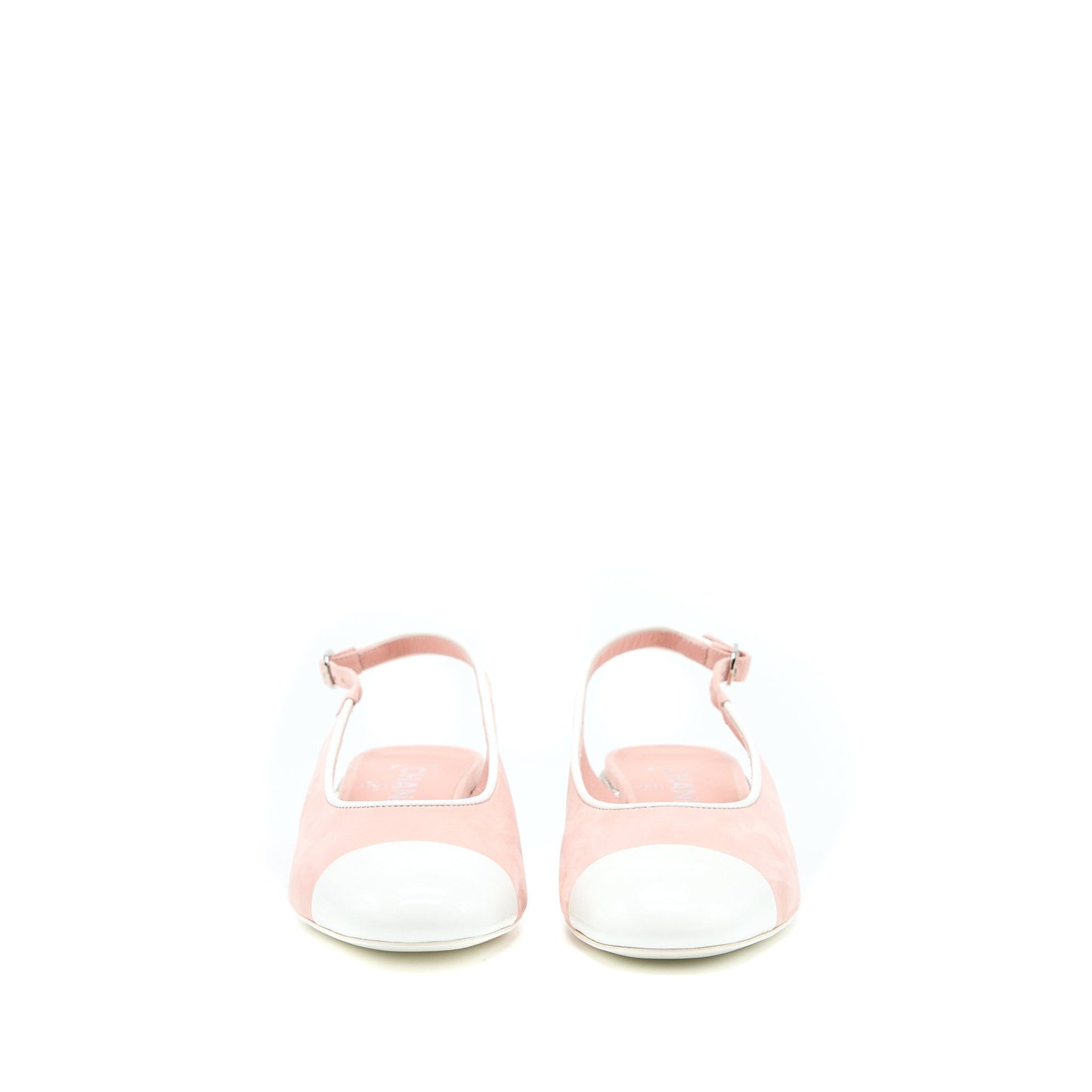 Chanel Size 35.5 Slingback Heel Suede/Patent Pink/White