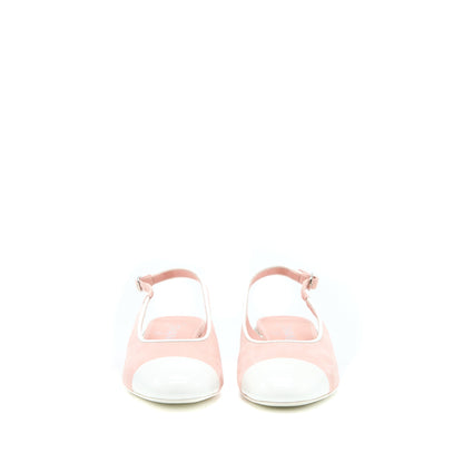 Chanel Size 35.5 Slingback Heel Suede/Patent Pink/White