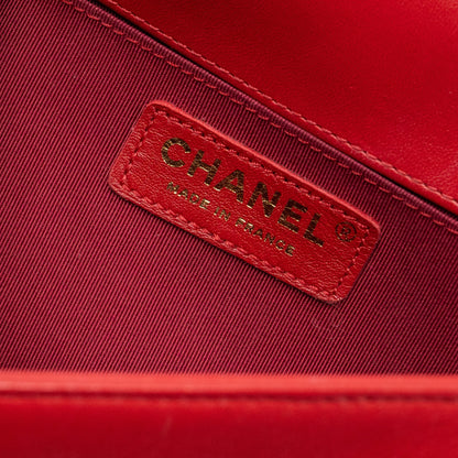 Chanel Medium Boy Bag Lambskin Red Brushed