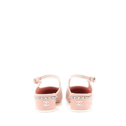 Chanel Size 35.5 Slingback Heel Suede/Patent Pink/White