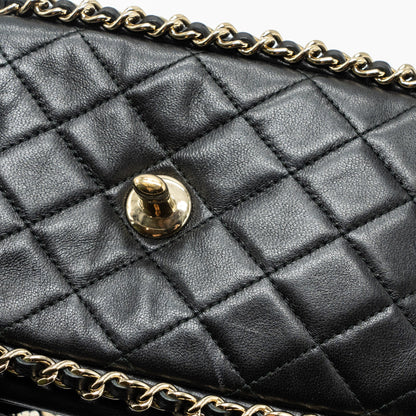 Chanel Phone Holder With Chain Lambskin Black L