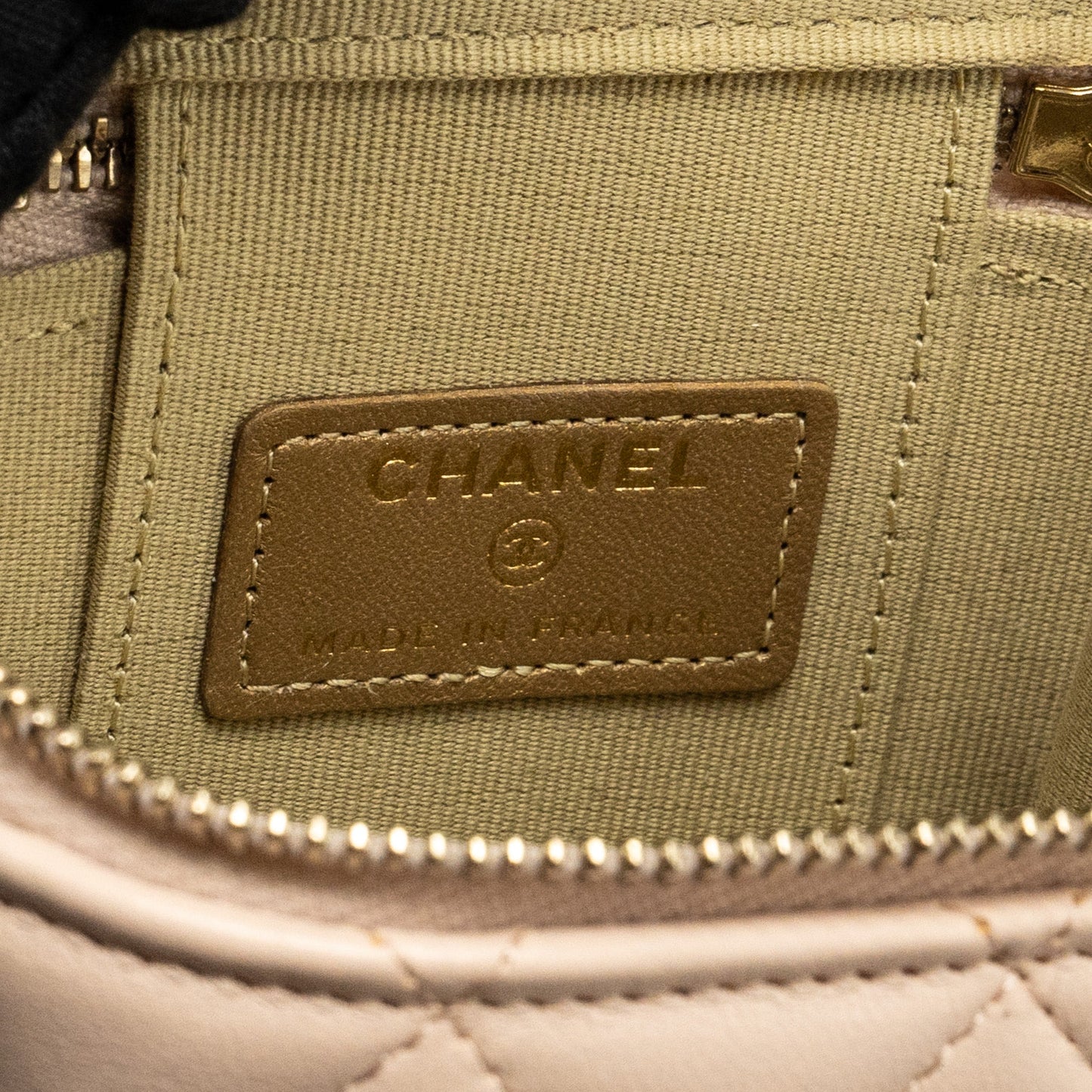 Chanel Pearl Crush Mini Vanity with Chain Lambskin Light Beige