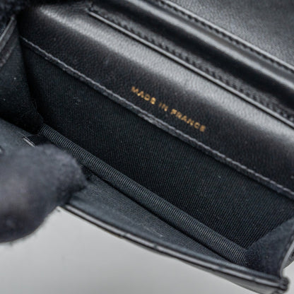 Chanel mini flap card holder with ribbon chain lambskin black L