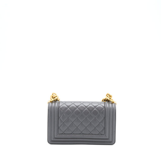 Chanel Small Boy Bag Caviar Grey  (Microchip)