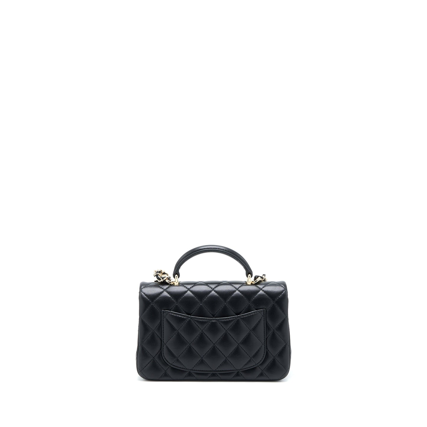 Chanel 22P lion charm Top Handle Mini Rectangular flap bag Lambskin Black L (Microchip)