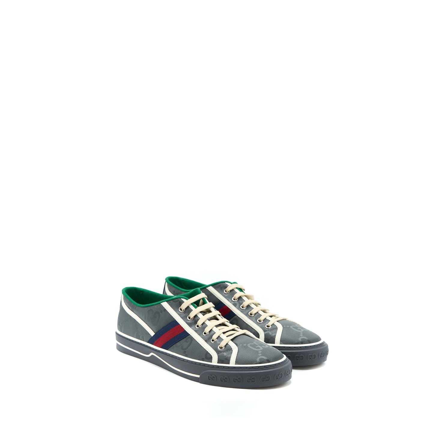 Gucci Size 10 Men‘s Sneakers Off the Grid Webbing-Trimmed Monogrammed Econyl Canvas