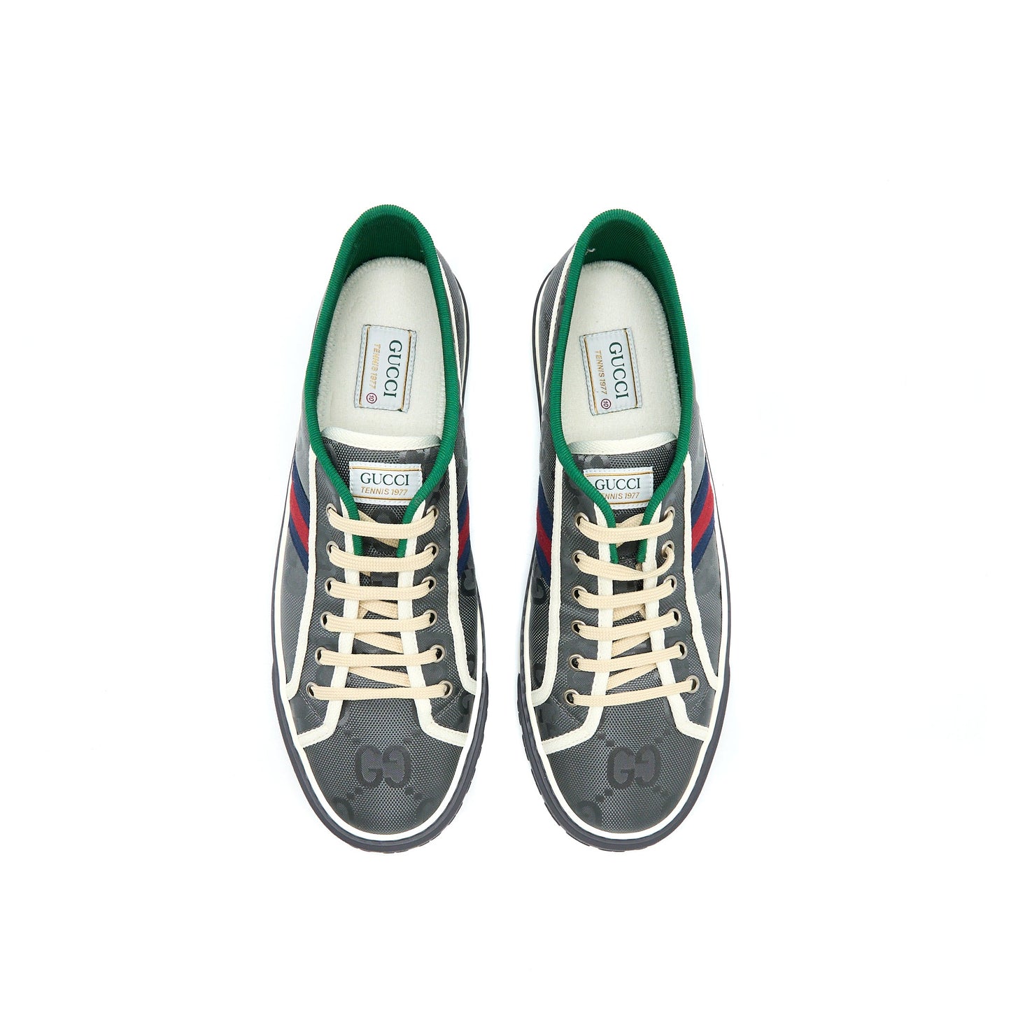 Gucci Size 10 Men‘s Sneakers Off the Grid Webbing-Trimmed Monogrammed Econyl Canvas