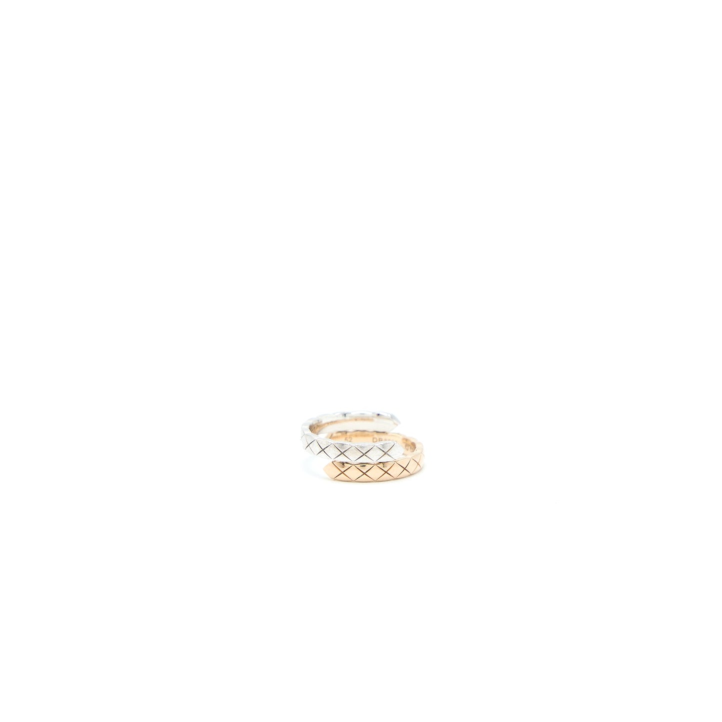 Chanel Size 52 Coco Crush Toilet Moi Ring, Small Version 18K White Gold/Beige Gold Diamonds