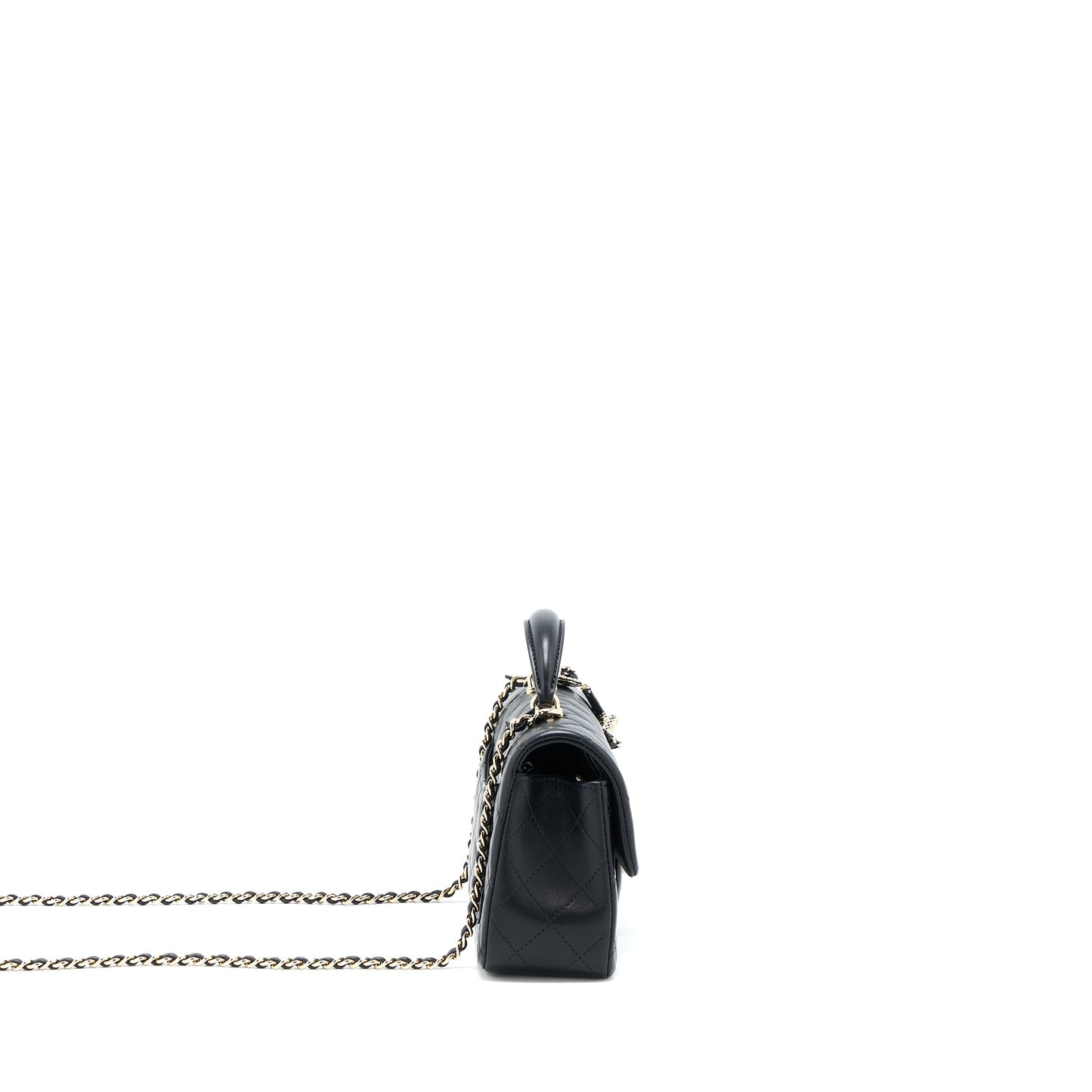 Chanel 22P lion charm Top Handle Mini Rectangular flap bag Lambskin Black L (Microchip)