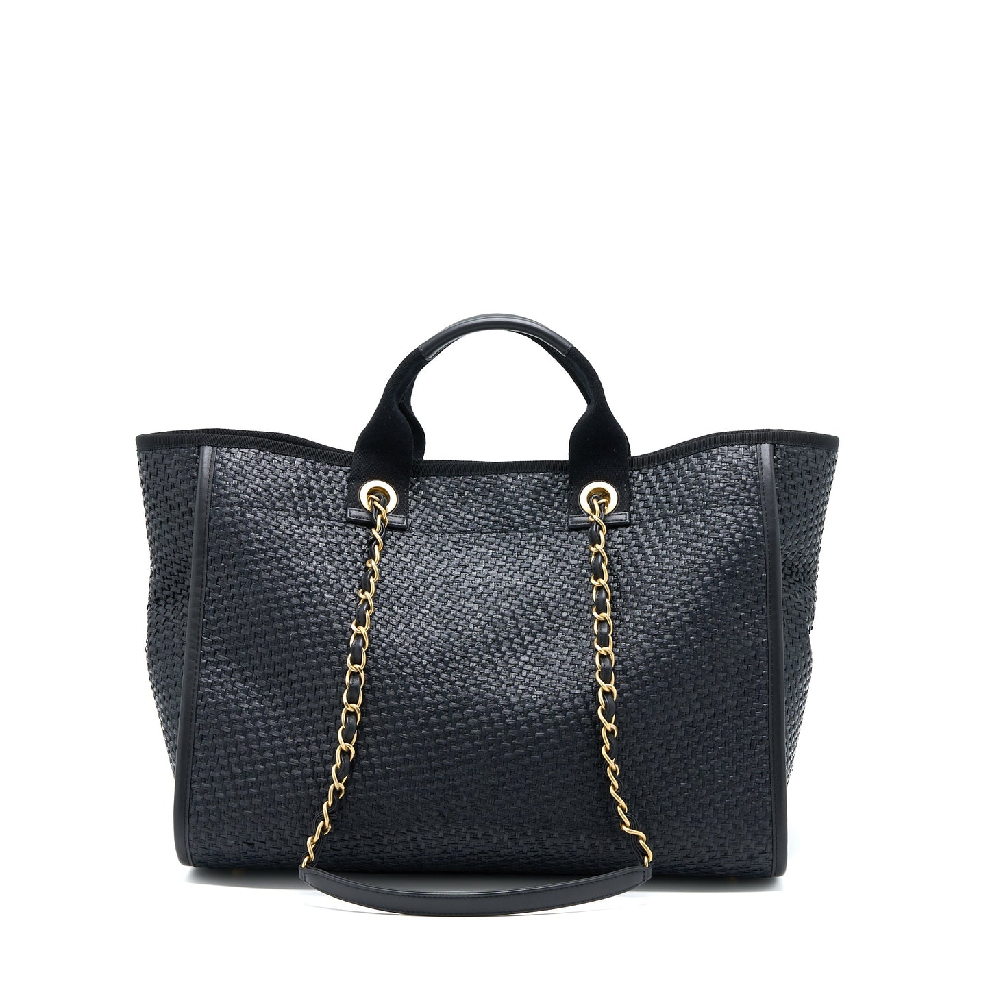 Chanel Black Raffia Deauville Tote Bag