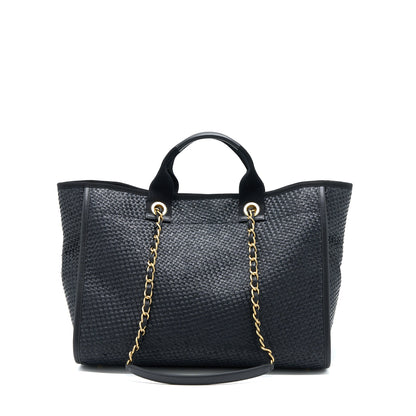 Chanel Black Raffia Deauville Tote Bag